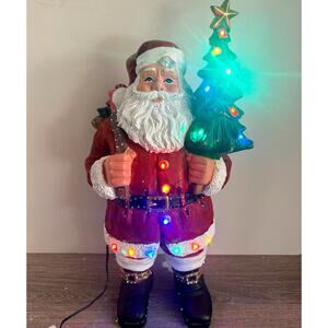 Vintage Holiday Living Fiber Optic LED Christmas Santa Claus Figurine 18” in Box